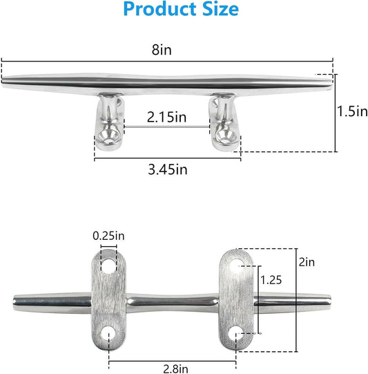Premium 316 Stainless Steel Boat Dock Cleats - Durable, Versatile Sizes (4/5/6/8/10/12 Inch) for Secure Docking, Includes Screws - Perfect for Boats, Yachts, and Nautical Decor (2Pack/4Pack).