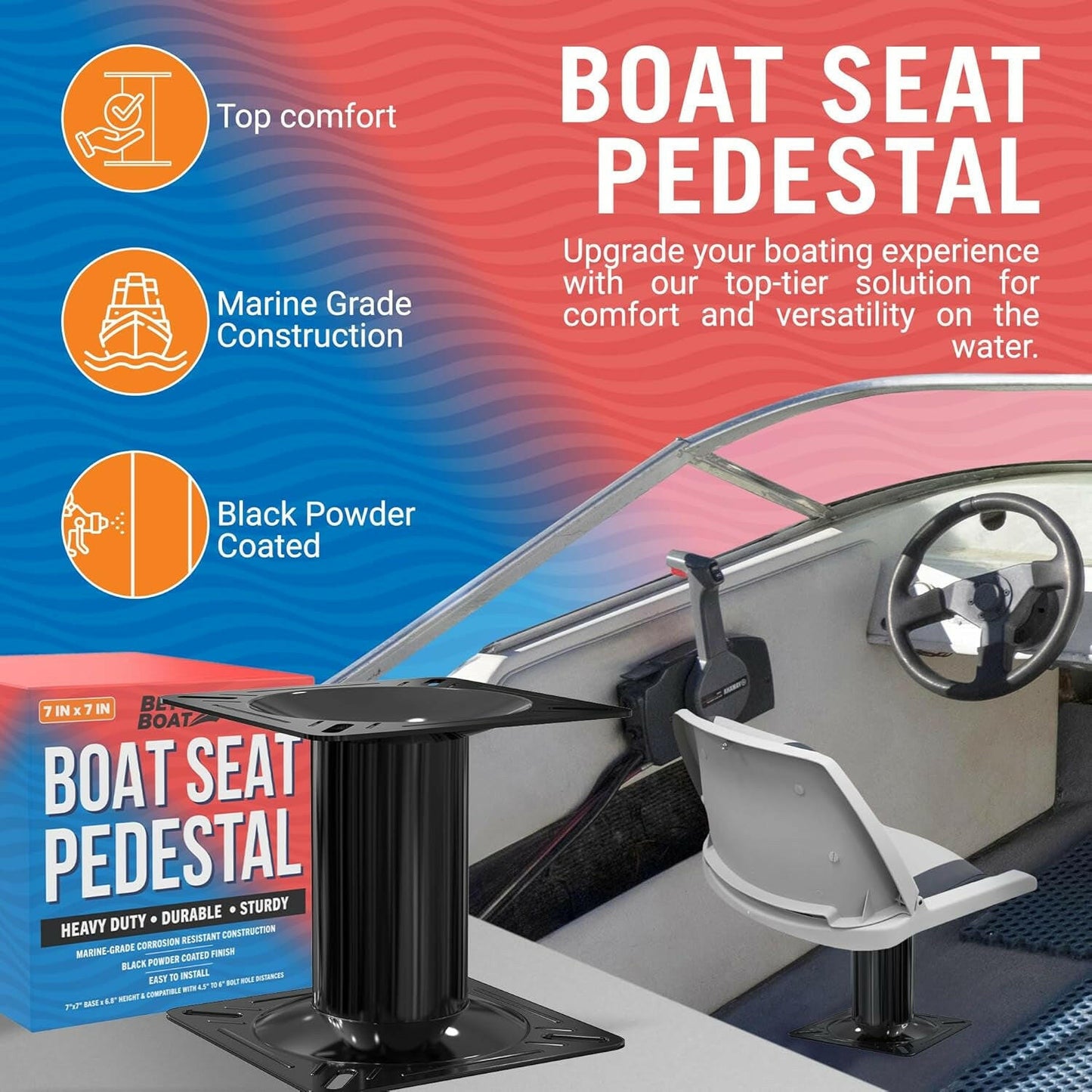 Enhance Your Boating Adventure with Our 6.8" Seat Pedestal Mount – Ideal for Jon and Bass Boats! 🚤✨.