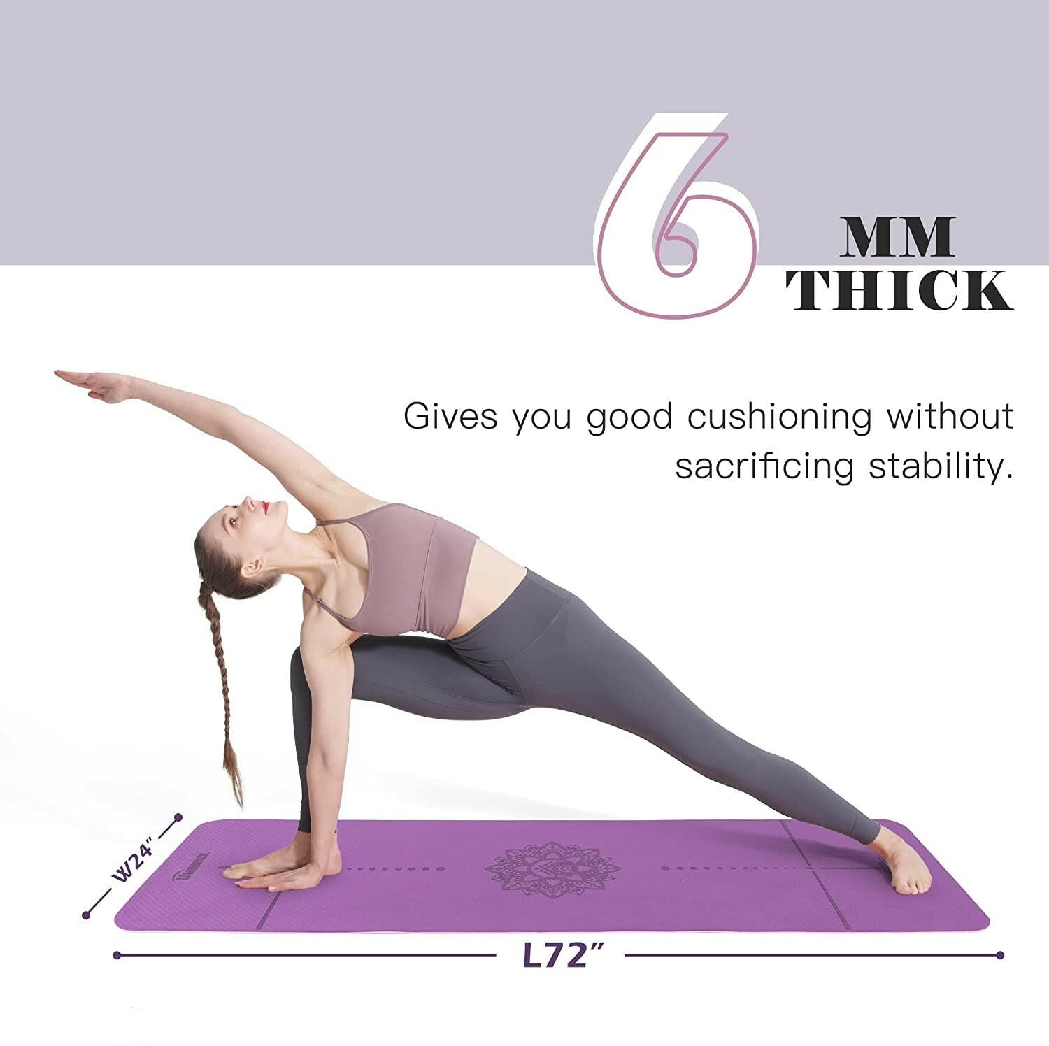 Premium Non-Slip Yoga Mat - Eco-Friendly, Anti-Tear 1/4" Thick Pilates Fitness Mat for Women with Carrying Sling & Storage Bag - Perfect for Home Workouts!