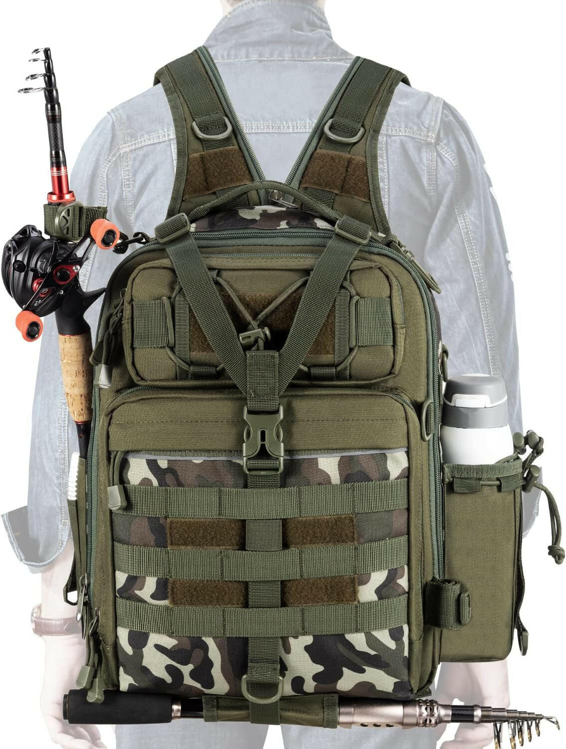 Ultimate Outdoor Tackle Bag - Spacious Water-Resistant Fishing Backpack for Adventurers.