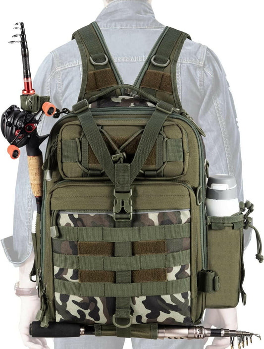 Ultimate Outdoor Tackle Bag - Spacious Water-Resistant Fishing Backpack for Adventurers.