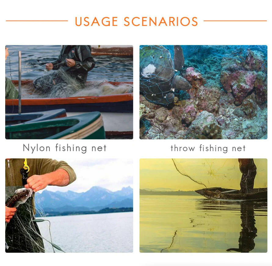 6/8/10/12/16FT Fishing Cast Net Bait Easy Throw Hand Cast Strong Nylon Mesh USA.