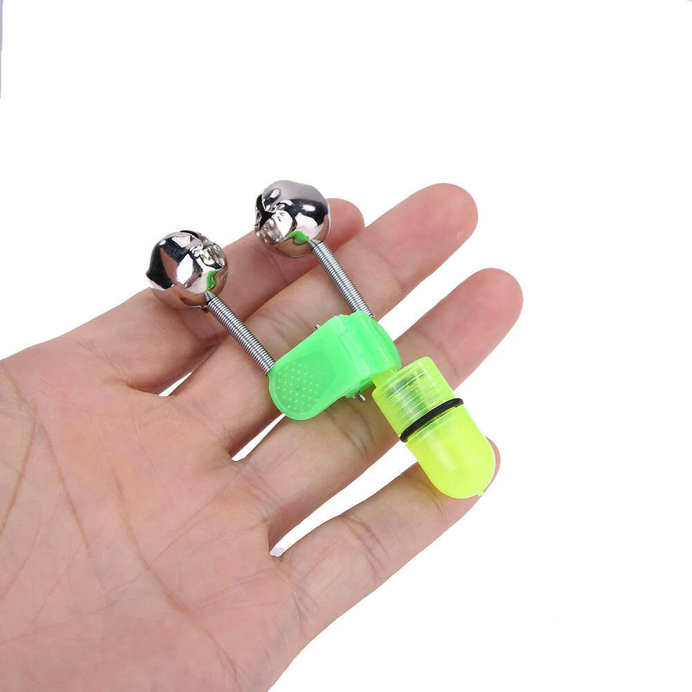 10/40 PC LED Night Fishing Bite Alarm with Dual Bells and Rod Tip Clip Alert System
