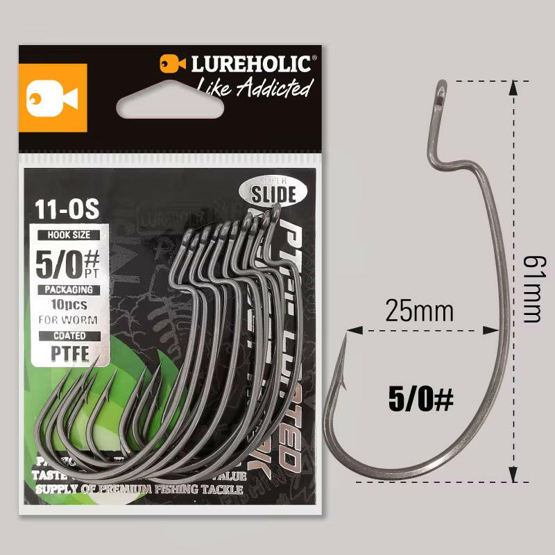 Catch more fish with our PTFE Super Slide Offset Hook! Perfect for Texas Rig and Drop Shot setups. Upgrade your fishing game today! 🎣✨