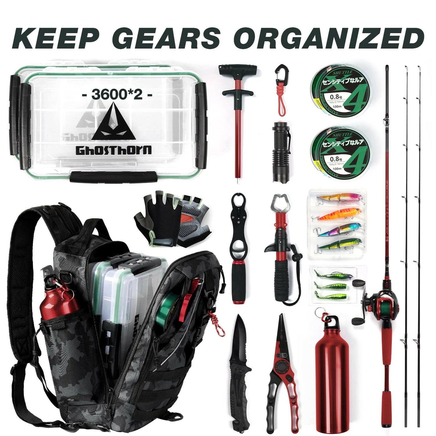 Fishing Backpack Tackle Sling Bag Nylon Backpack with Rod Holder Gift for Mother Father.