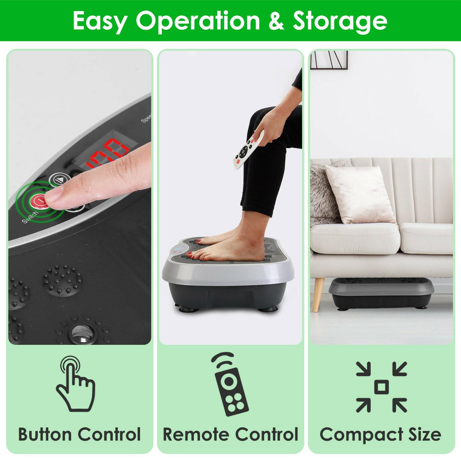 Vibration Exercise Machine with Resistance Bands and Remote Control - Whole Body Vibration Platform for Home Fitness and Weight Loss