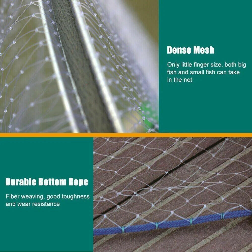 6/8/10/12/16FT Fishing Cast Net Bait Easy Throw Hand Cast Strong Nylon Mesh USA.
