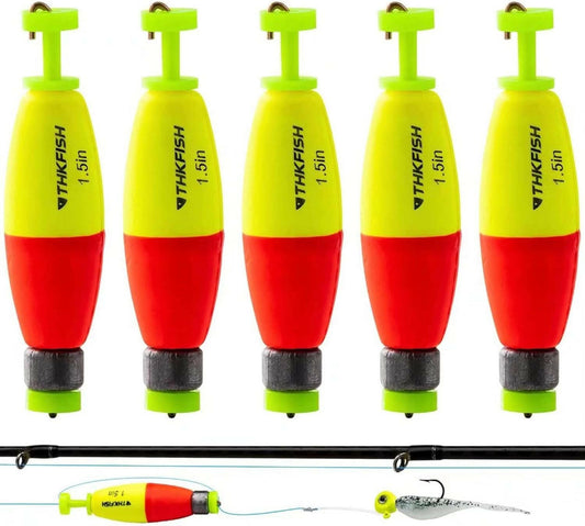 Premium 5PCS EVA Foam Fishing Bobbers - Vibrant Red/Green Snap-On Floats for Freshwater & Saltwater Adventures.