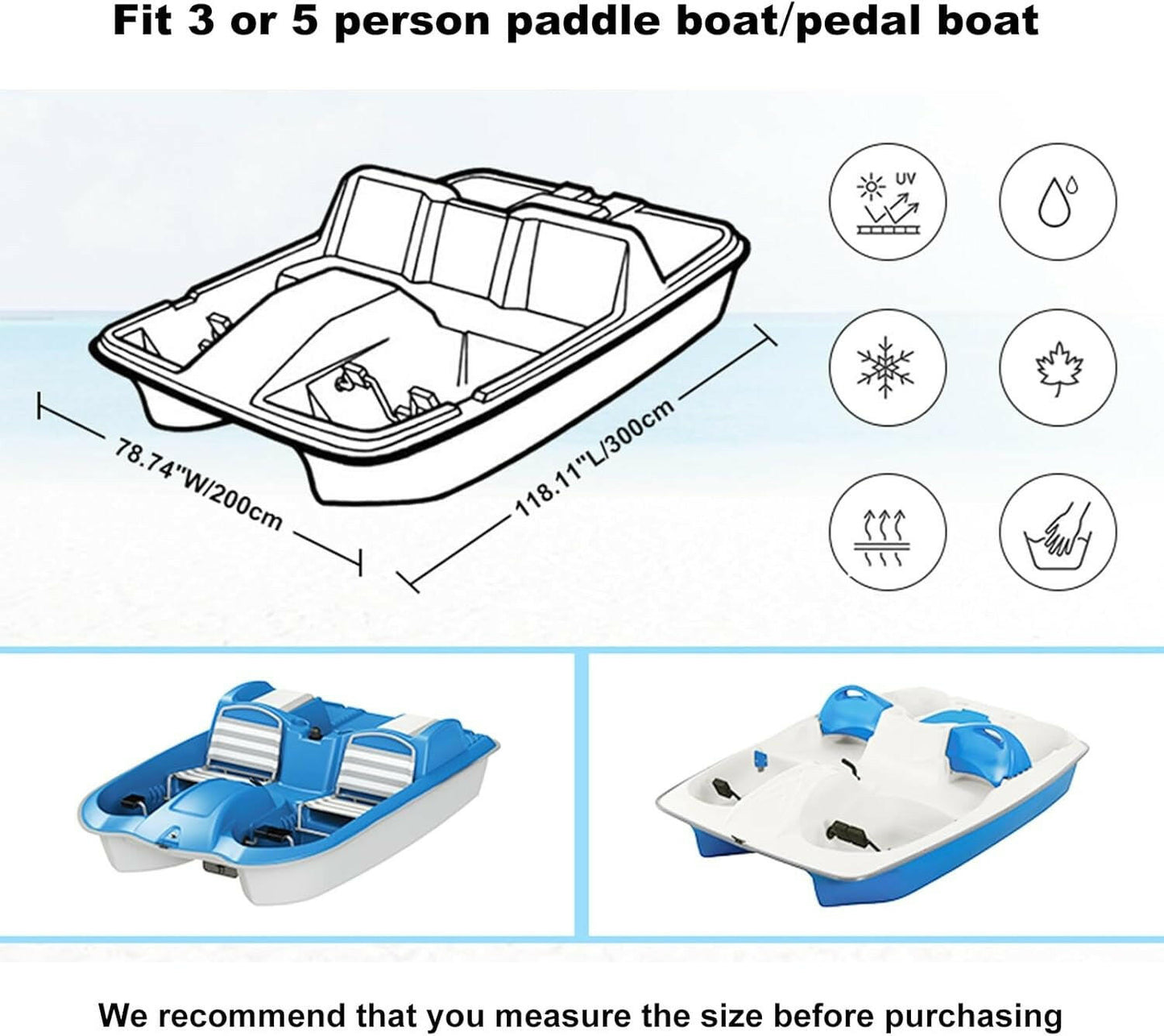 Stylish Waterproof Cover for Paddle Boats - Adjustable Support for 3 or 5 Person Fun! 🚤💧 #BoatLife #WaterSports.