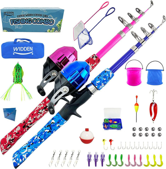 Ultimate Kids Fishing Pole Set - Portable Telescopic Rod & Reel Combo with Tackle Box & Net - Perfect for Boys & Girls!.