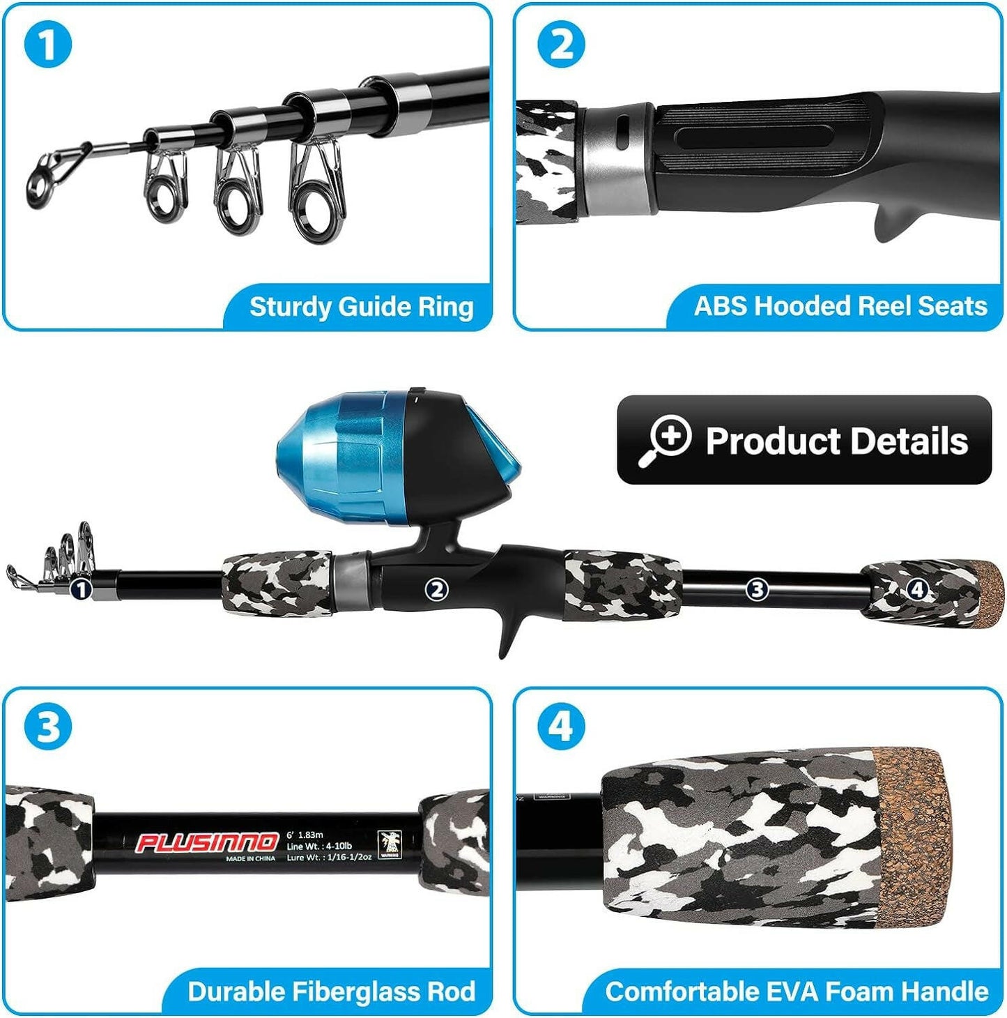 Ultimate Kids Fishing Pole Combo - Telescopic Spincast Rod Set for Boys, Girls, and Adults!.