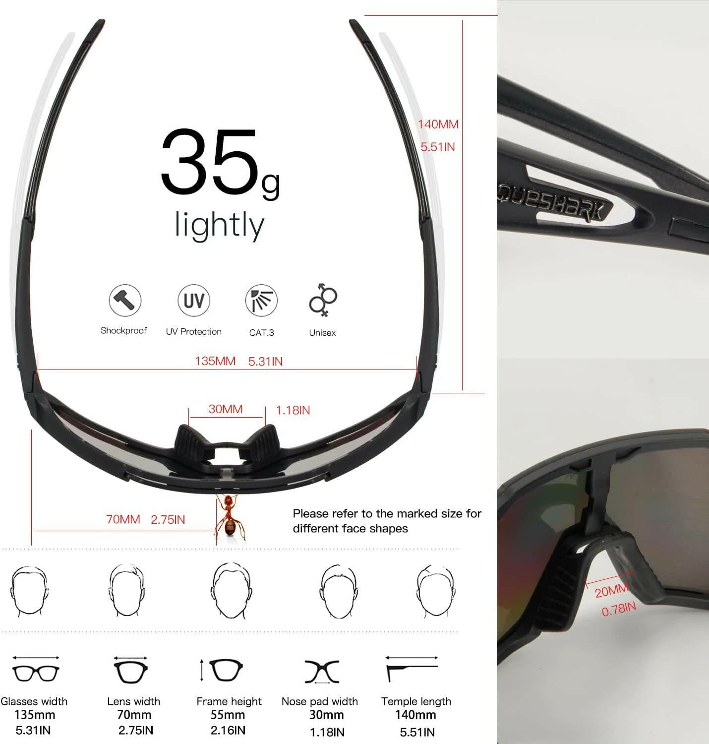 Experience Ultimate Performance with Premium Polarized Cycling Sunglasses for Men & Women - Includes 1 Polarized & 2 HD Lenses for Unmatched Clarity and Protection