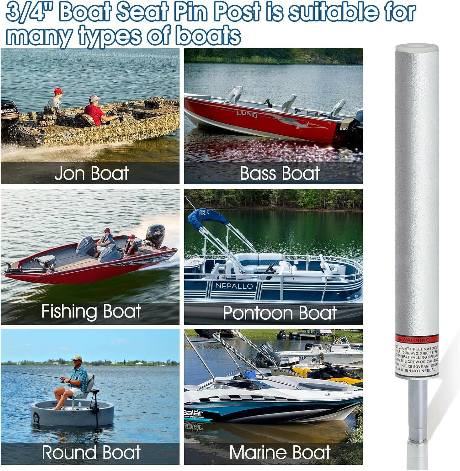 Elevate Your Boating Adventure with Our Premium 3/4" Marine Seat Post – Ideal for Fishing, Bass, and Pontoon Boats! 🛥️⚓️.
