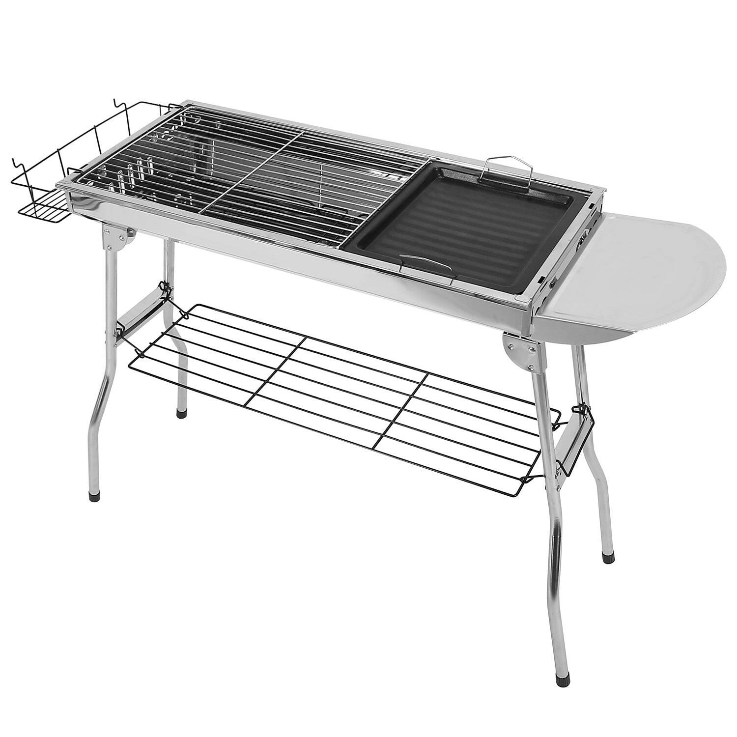 Foldable Portable Charcoal BBQ Grill - Stainless Steel Barbecue Grill for Picnics, Camping, and Yard Cooking with FedEx Shipping
