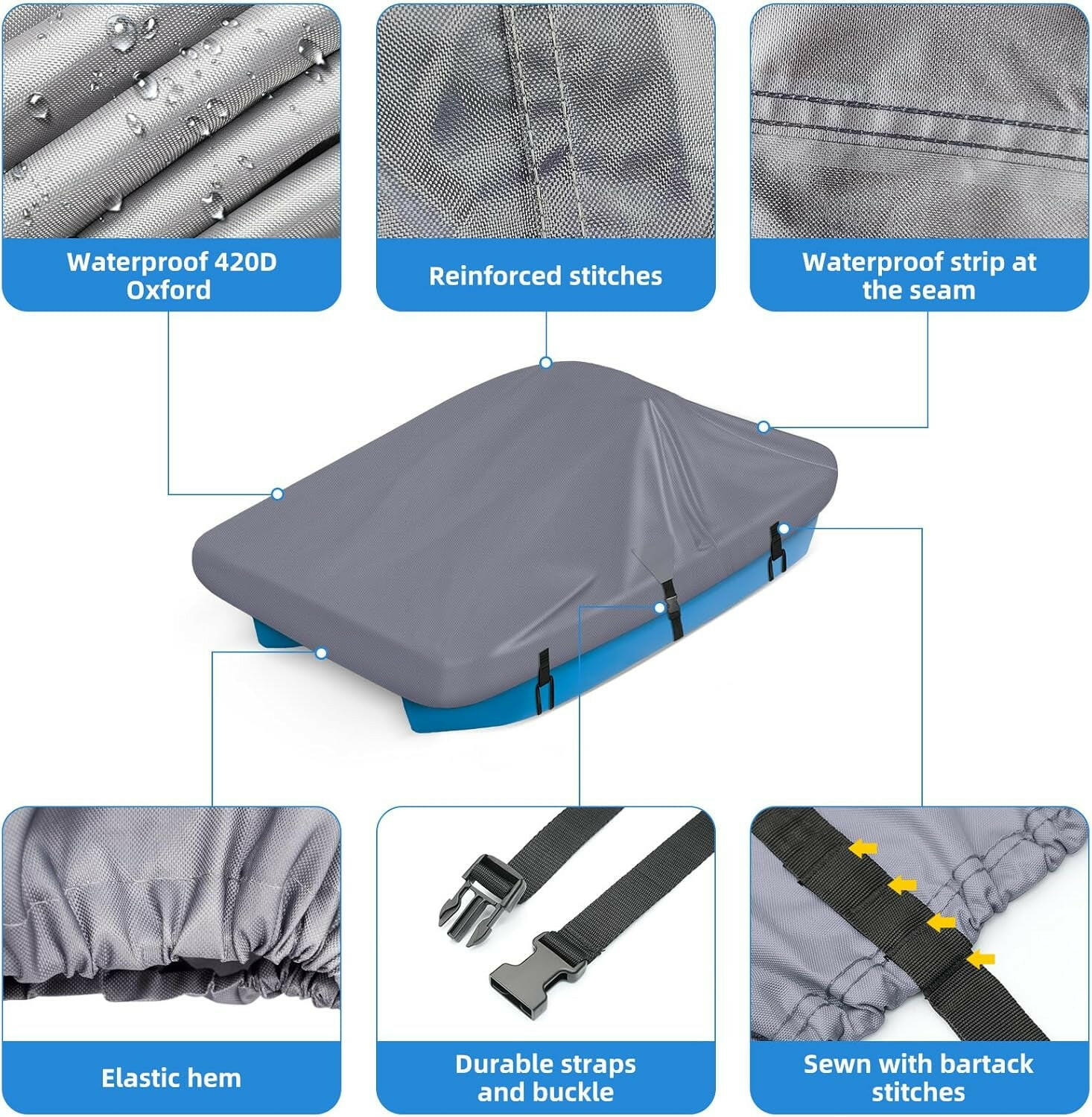 Stylish Waterproof Cover for Paddle Boats - Adjustable Support for 3 or 5 Person Fun! 🚤💧 #BoatLife #WaterSports.