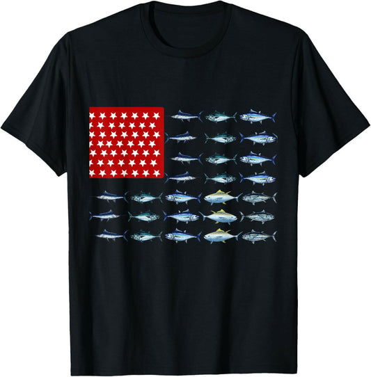Patriotic Fisherman T-Shirt - USA Fish Flag Gift for Anglers