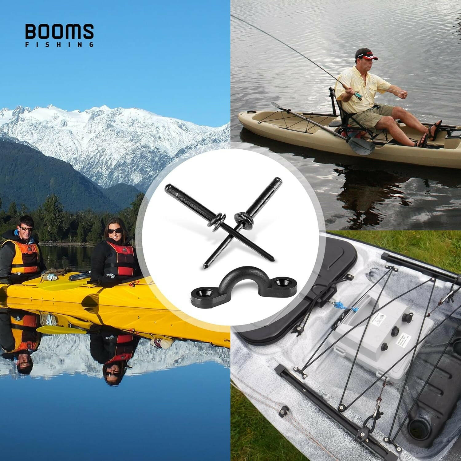 MA1 Tri-Grip Rivet Kit for Kayak Pad Eyes - Durable Black Finish.