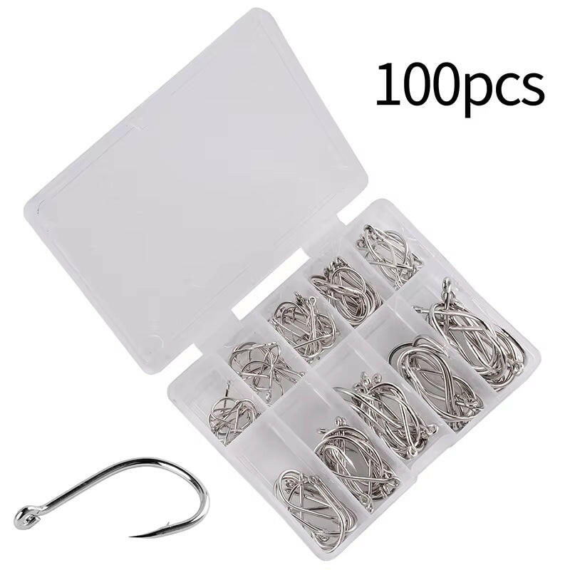 100PCS Premium Barbed Fishing Hooks Set for Carp & Sea Fishing - Luyatai Accessories.