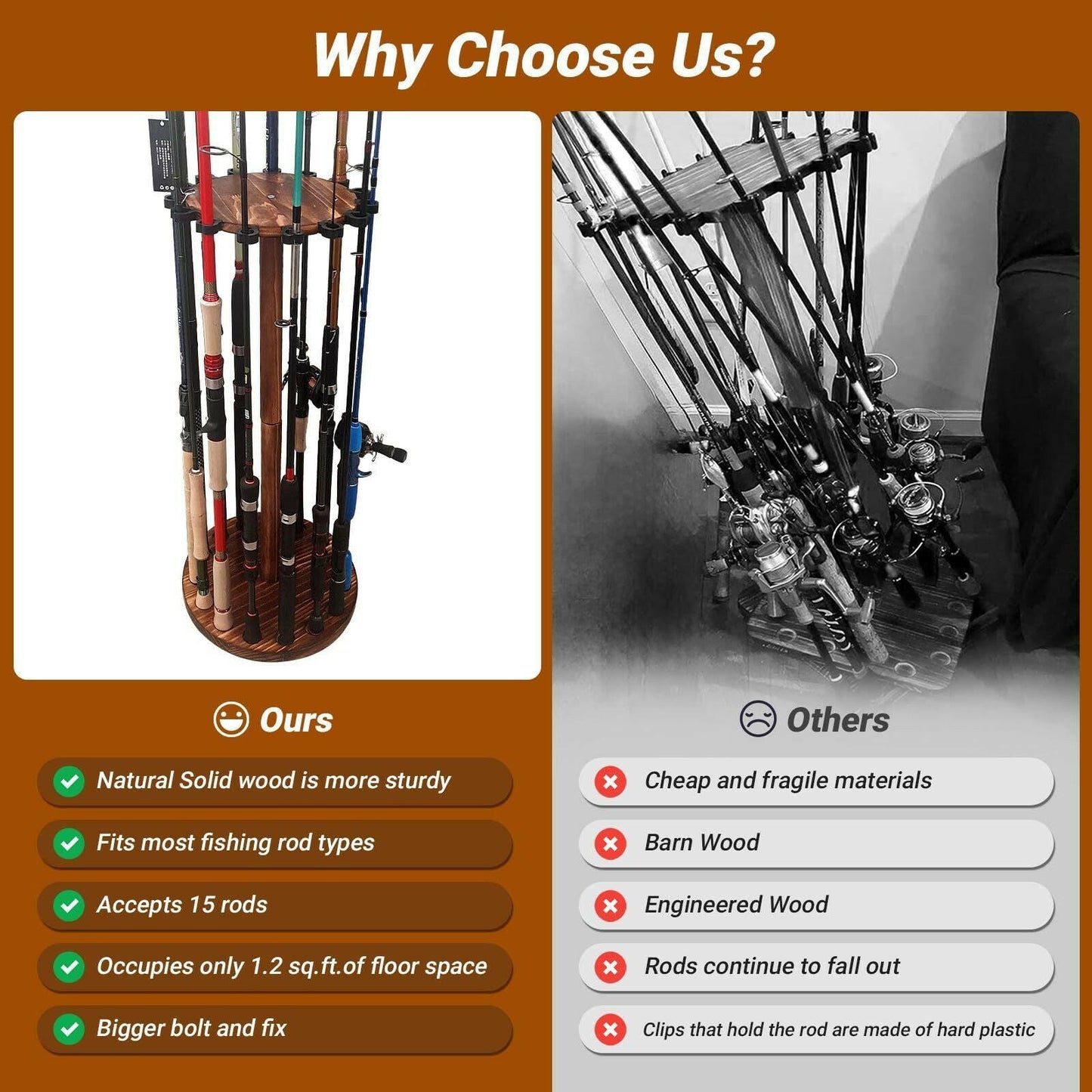 Premium Fishing Rod Holder Rack - Accommodates Up to 15 Rods Effortlessly.