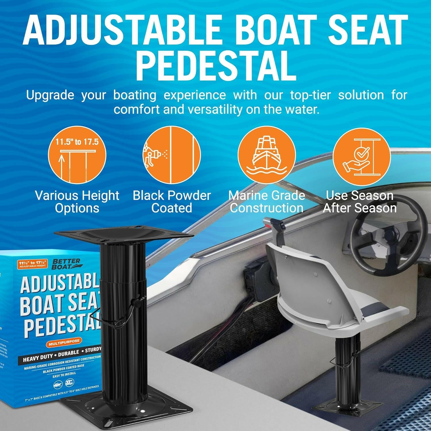 Transform Your Boat Adventures with Our Versatile Adjustable Seat Pedestal Mount – Ideal for Jon & Bass Boats! 🚤✨.