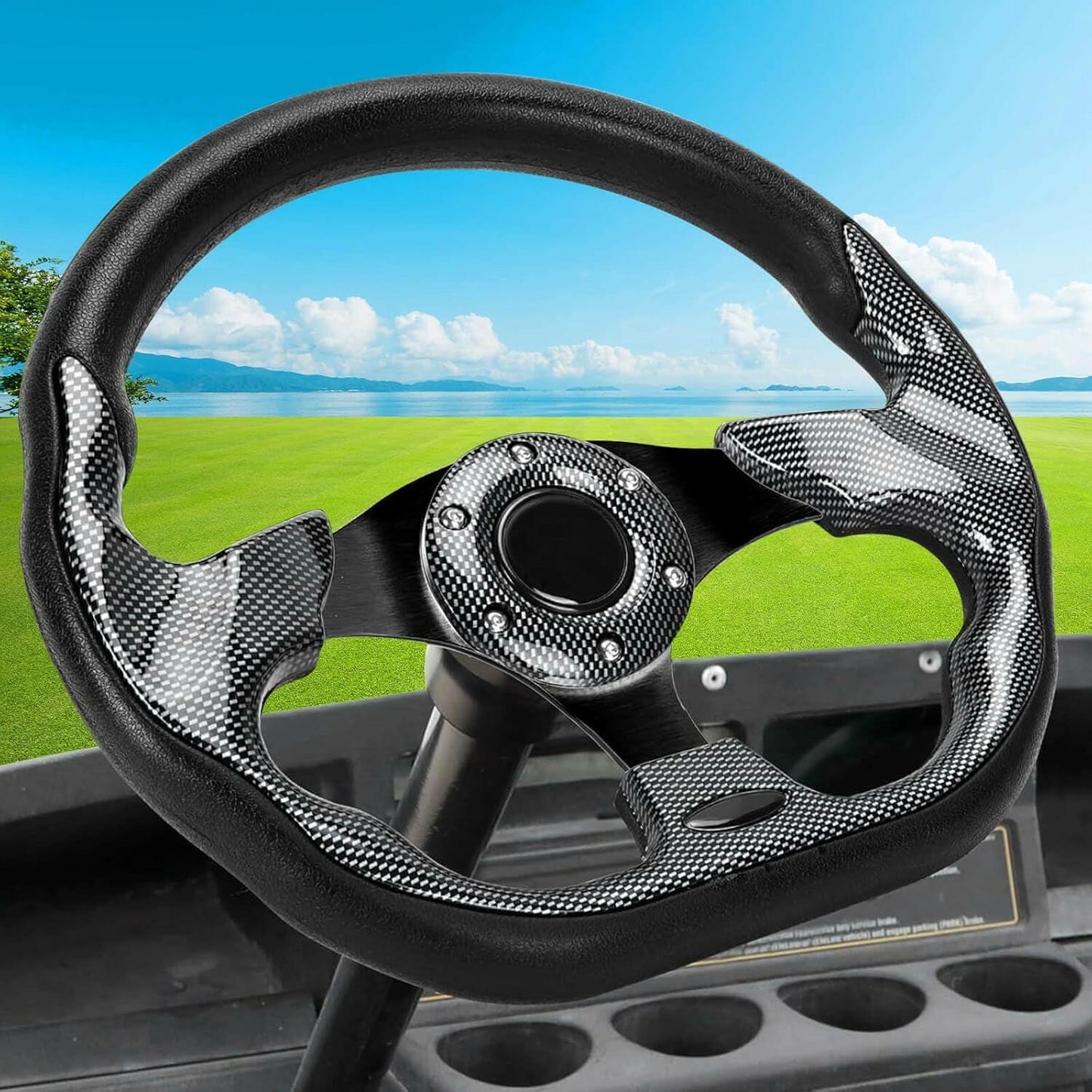 Upgrade Your Golf Cart with Ergonomic D-Shape Steering Wheel - Fits EZGO, Club Car, and Yamaha Models for Ultimate Comfort and Precision.