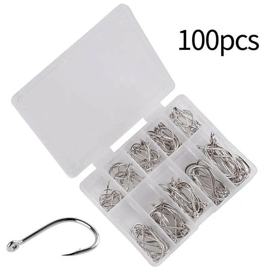 100PCS Premium Barbed Fishing Hooks Set for Crucian Carp & Sea Fishing - Luyatai Fishing Accessories.