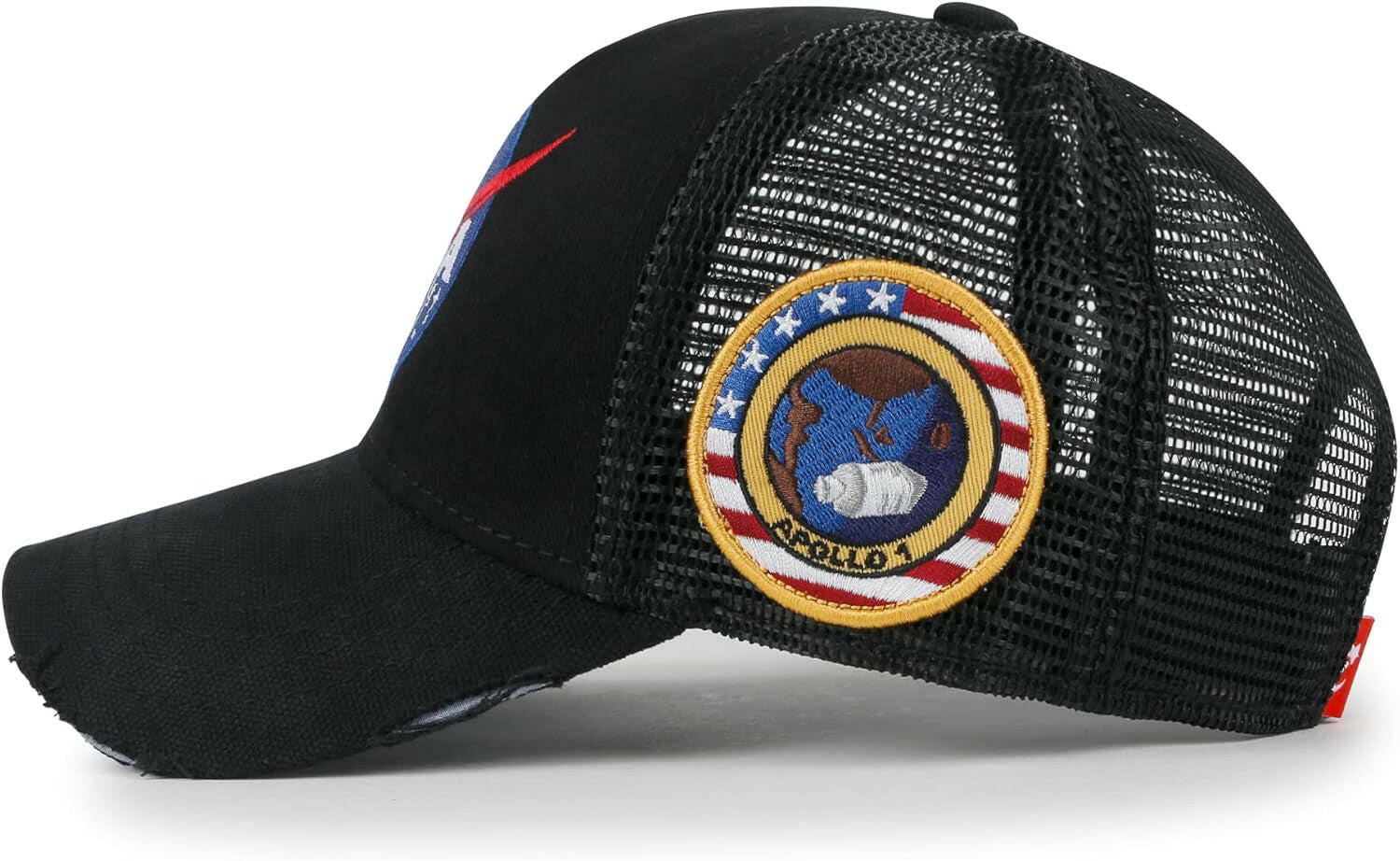 NASA Meatball Logo Embroidered Baseball Cap with Apollo 1 Patch - Trucker Hat