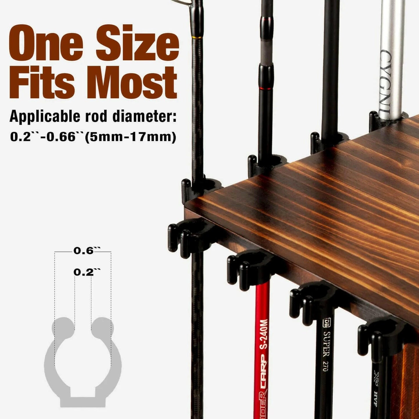 360° Rotating Wooden Fishing Rod Holder – Organizes Up to 16 Rods, Ideal Gift for Fishing Enthusiasts.