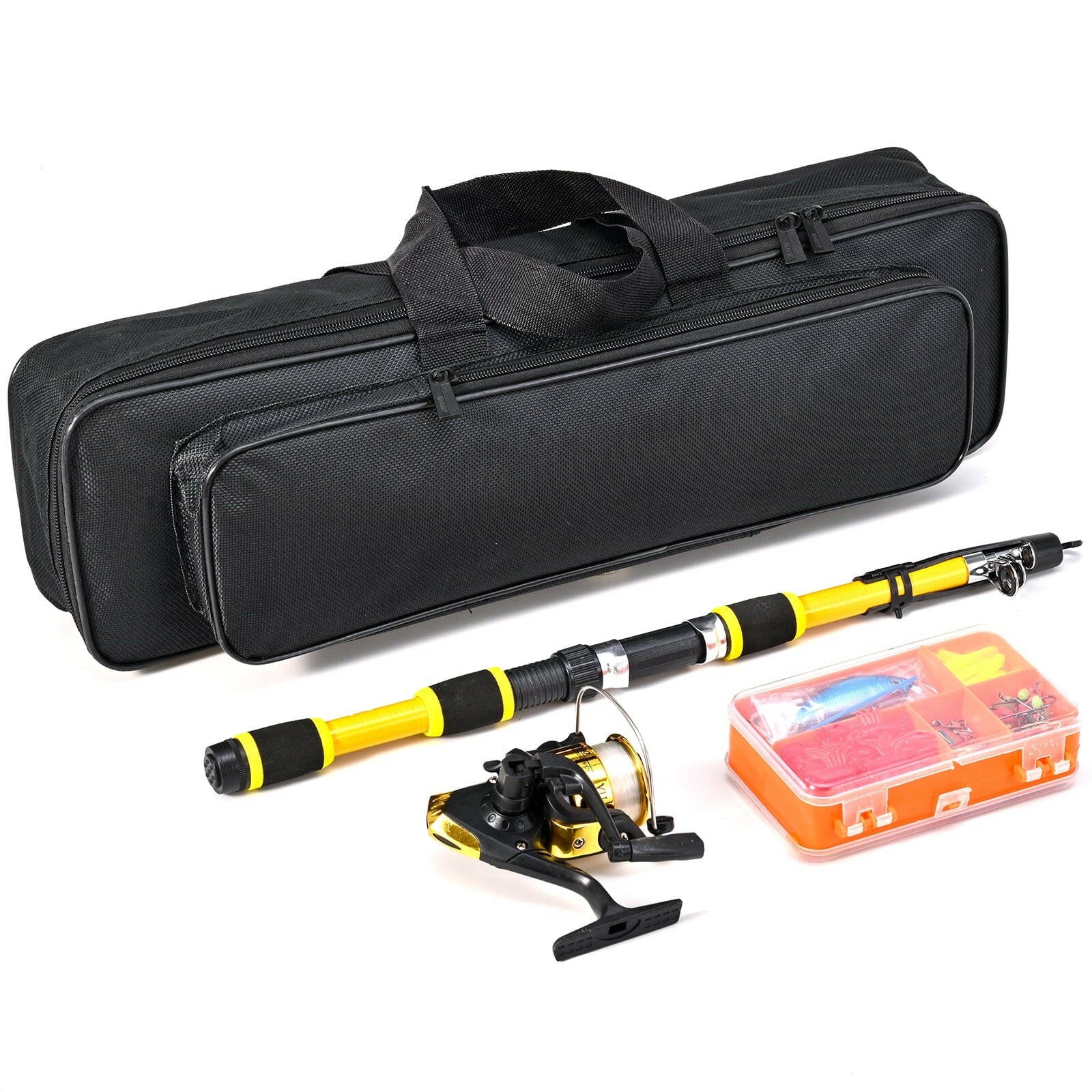 Ultimate 68 Inch Portable Fiberglass Spinning Fishing Rod & Reel Combo for Youth and Adults.