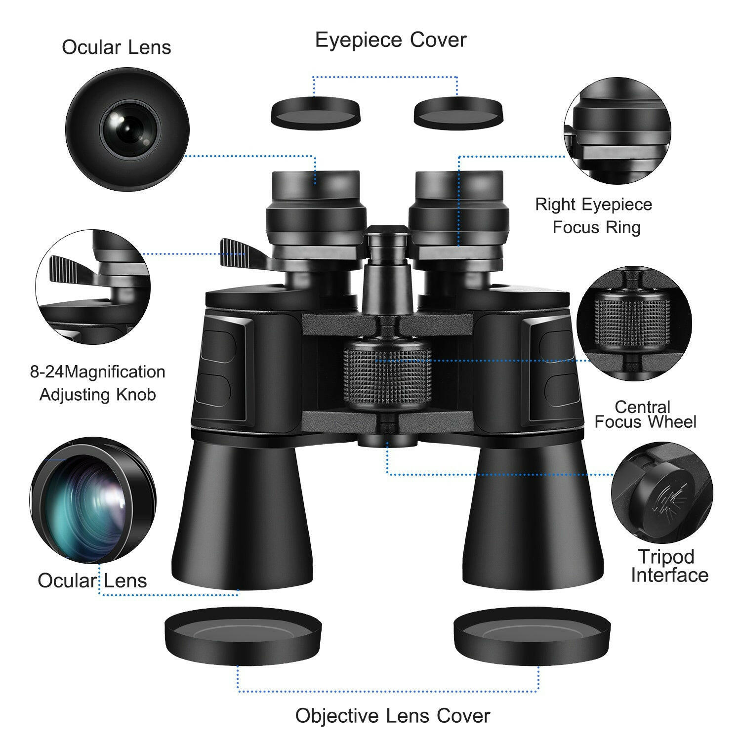 Portable Zoom Binoculars with FMC Lens for Low Light Night Vision - Ideal for Bird Watching, Hunting, Sports Events, and Concerts for All Ages