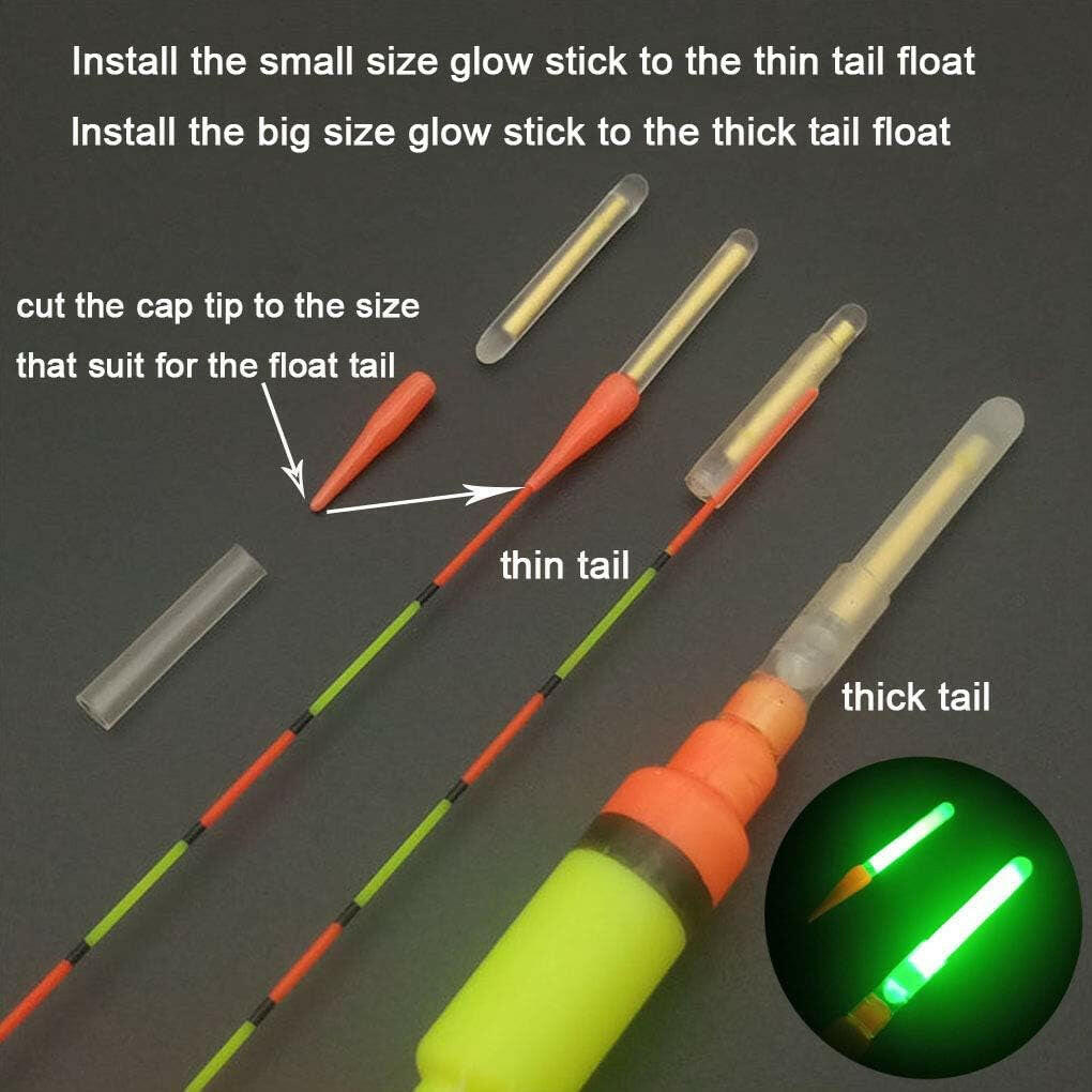 Premium Fishing Glow Stick Kit - High-Visibility Bobber Lights for Sizes 1"-3" - Bulk Packs Available (10-250 Pieces) for Improved Night Fishing Performance.