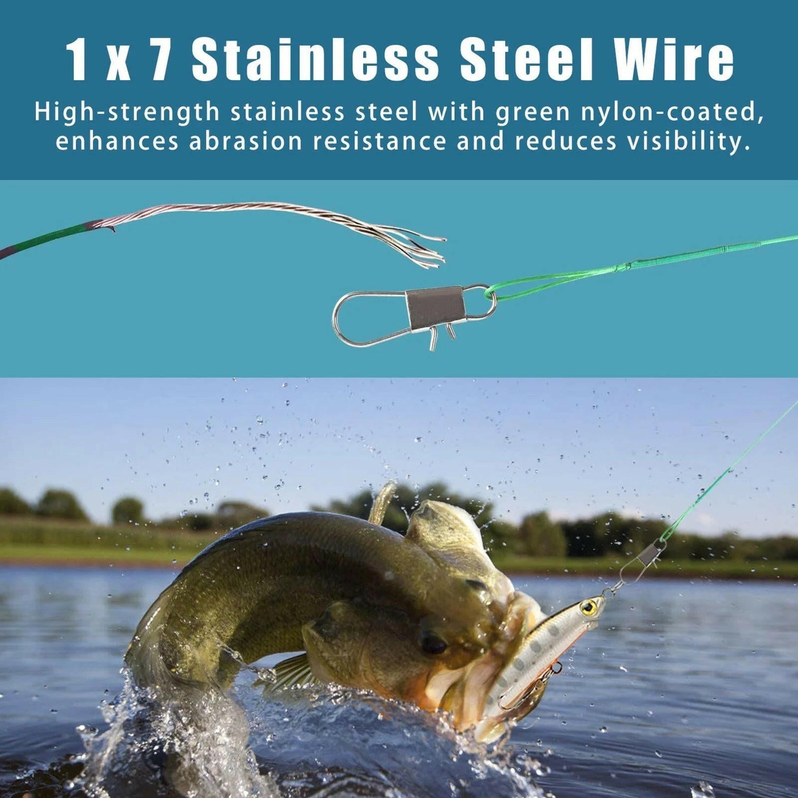Gear up for your next fishing adventure! 🎣 100PCS of heavy-duty stainless steel fishing line leaders with swivels & snaps - perfect for connecting tackle, lures, and hooks! 💪🌊 #FishingGear #AnglerEssentials #CatchOfTheDay.