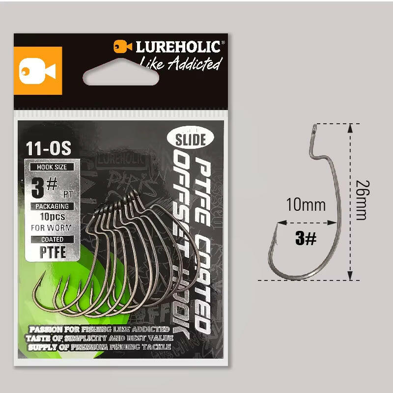 Catch more fish with our PTFE Super Slide Offset Hook! Perfect for Texas Rig and Drop Shot setups. Upgrade your fishing game today! 🎣✨