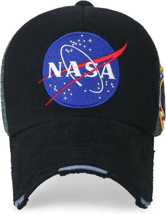 NASA Meatball Logo Embroidered Baseball Cap with Apollo 1 Patch - Trucker Hat