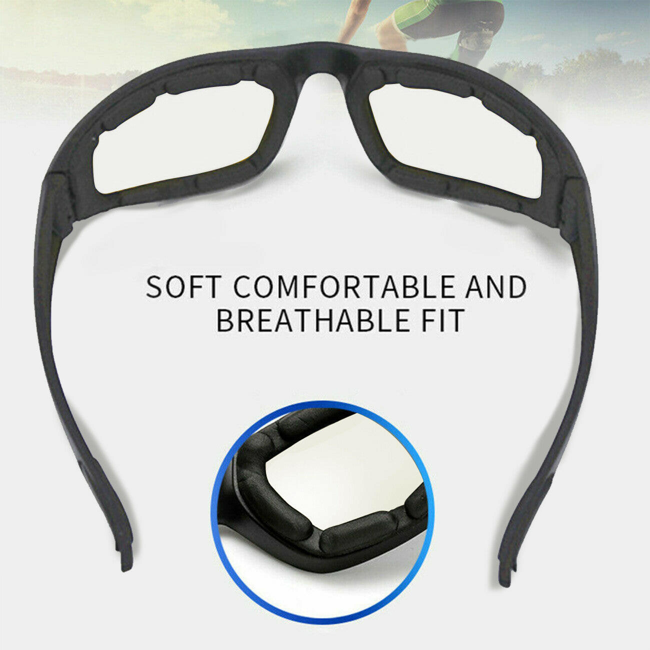 Cycling Sunglasses for Men and Women - UV400 Protection Outdoor Sports Glasses with Wraparound Design for Fishing and Driving, Windproof Clear Lenses