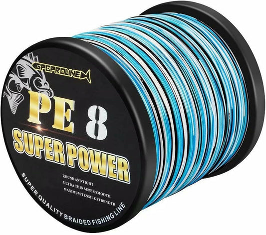 Premium Abrasion-Resistant Braided Fishing Line - Thinner & Smoother for Longer Casts - Camo Blue, Camo Green, Green - 10LB to 100LB for Saltwater Fishing.