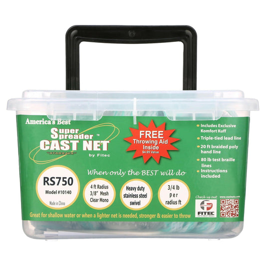 Catch More with the Fi-Tec 10140 Super Spreader 4' Heavy Duty Cast Net! 🌊🎣 #FishingGear #CastNet.
