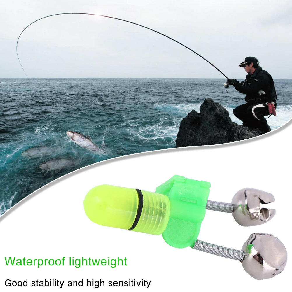 10/40 PC LED Night Fishing Bite Alarm with Dual Bells and Rod Tip Clip Alert System