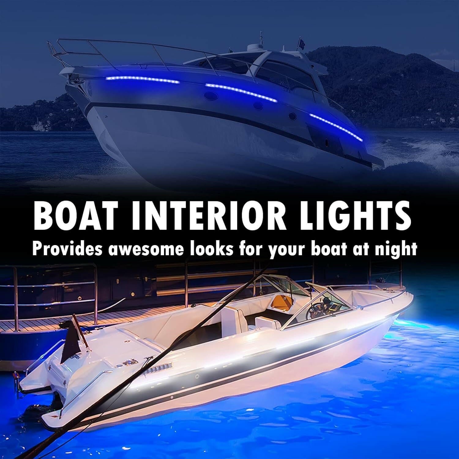 Brighten Your Night Adventures with IP67 Waterproof LED Pontoon Boat Lights - Perfect for Fishing, Yachts, Bass Boats & Jet Skis (Blue, 3.5W).