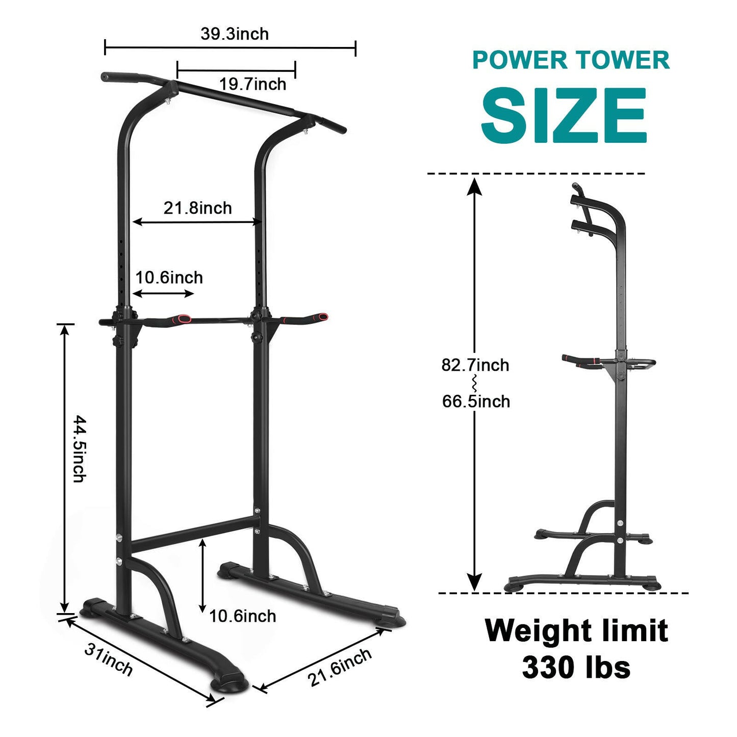 Power Tower Exercise Station with Parallel Bars and Pull-Up Capability