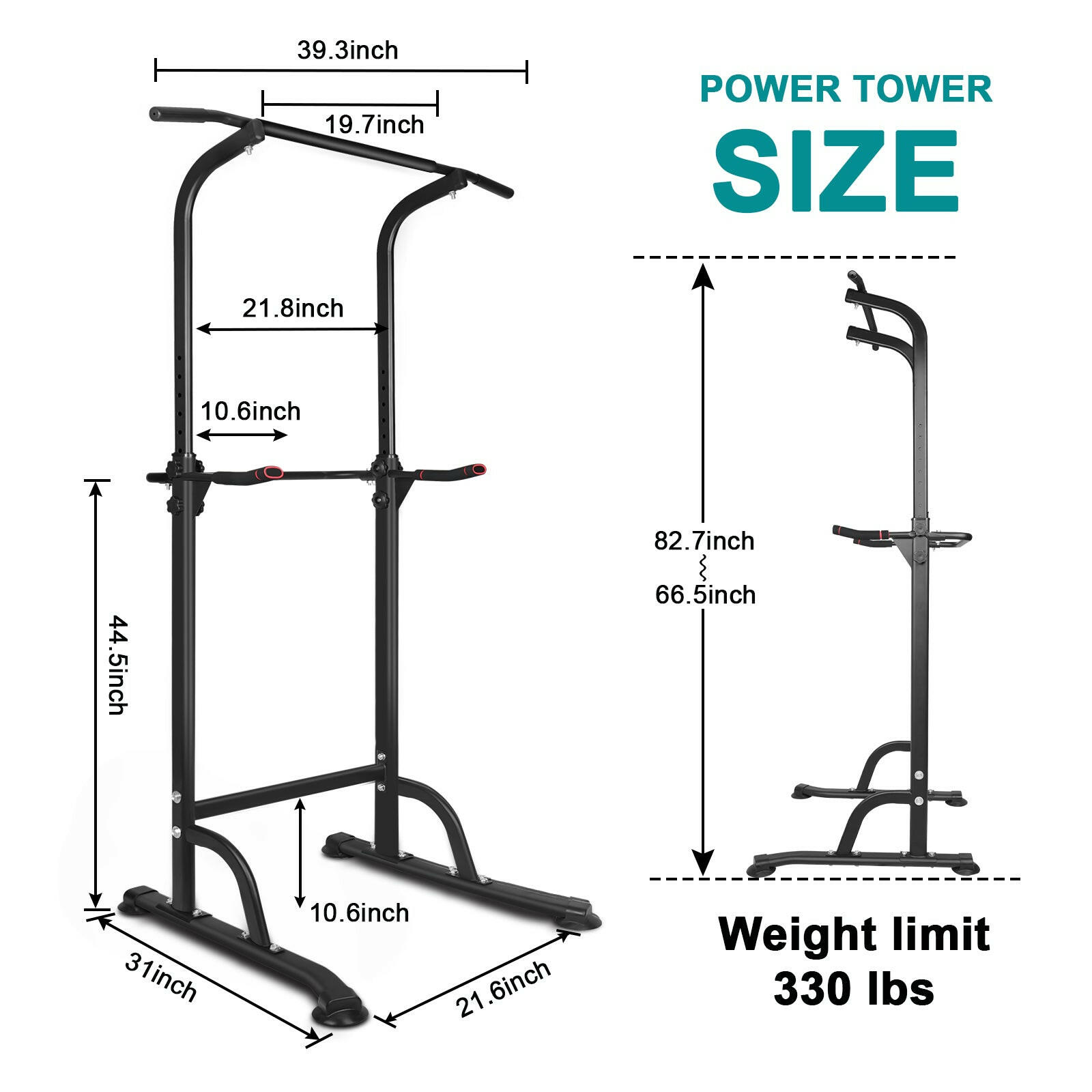 Power Tower Exercise Station with Parallel Bars and Pull-Up Capability