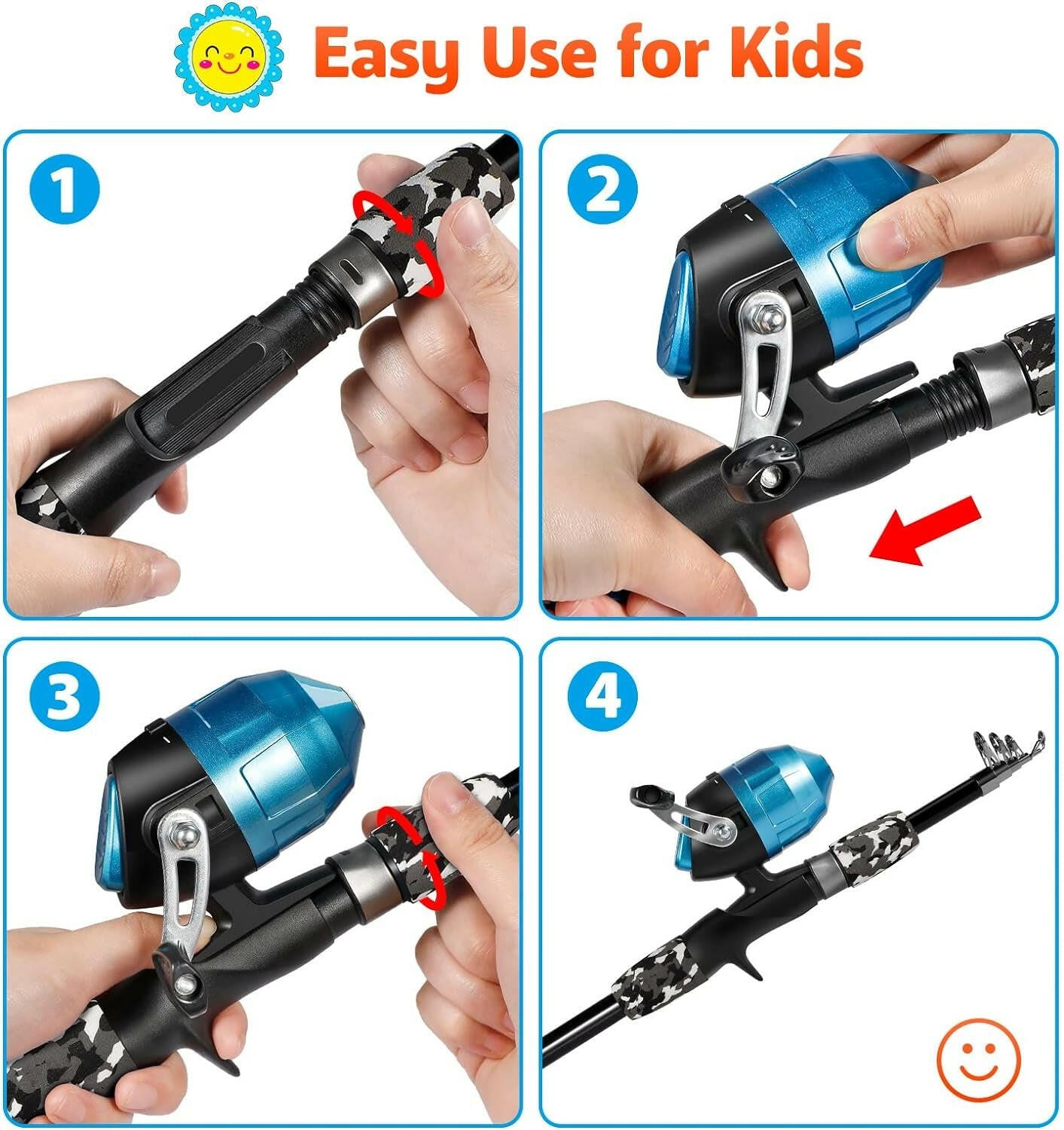 Ultimate Kids Fishing Pole Combo - Telescopic Spincast Rod Set for Boys, Girls, and Adults!.