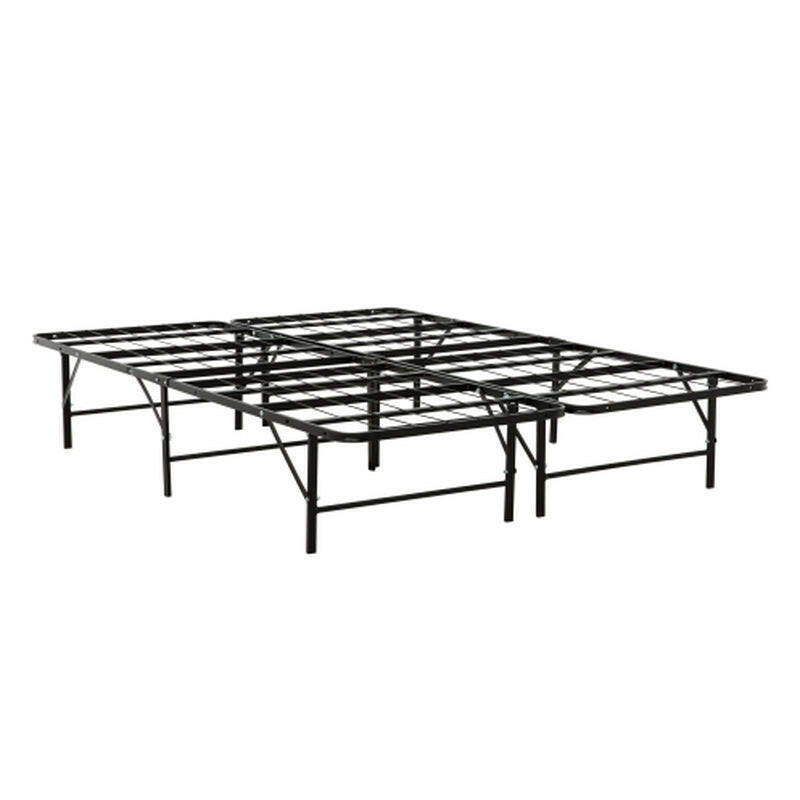 Queen Size Metal Mattress Foundation Bed Frame in Black, Bedroom Furniture