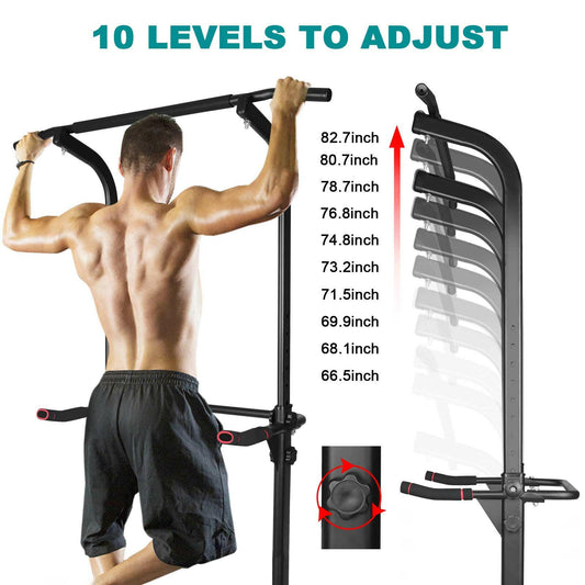 Power Tower Exercise Station with Parallel Bars and Pull-Up Capability