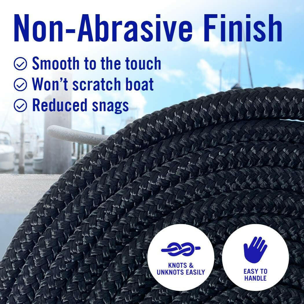 Upgrade Your Docking Game with Our 15Ft Double Braided Nylon Boat Ropes - 4 Pack in Sleek Black! 🛥️⚓️ #MarineGear #BoatLife.