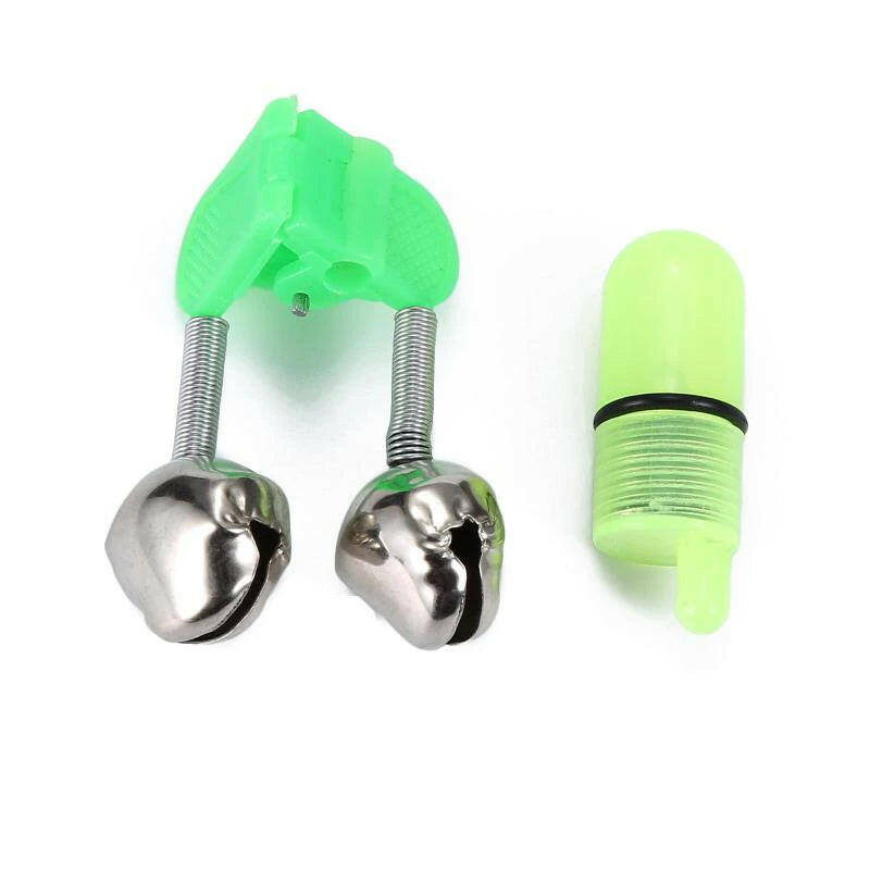 10/40 PC LED Night Fishing Bite Alarm with Dual Bells and Rod Tip Clip Alert System