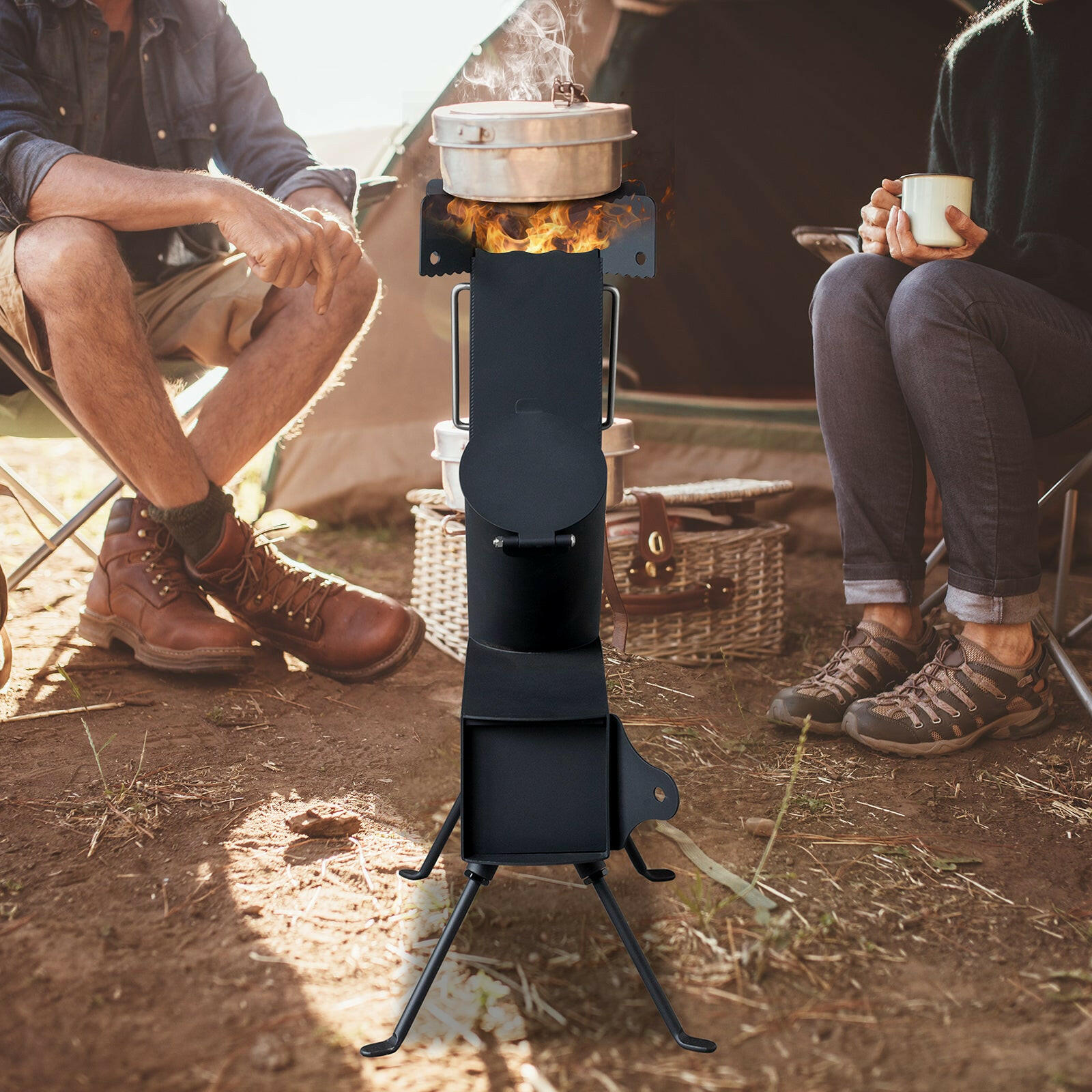 Black Wrought Iron Panels for Camping Stove Use