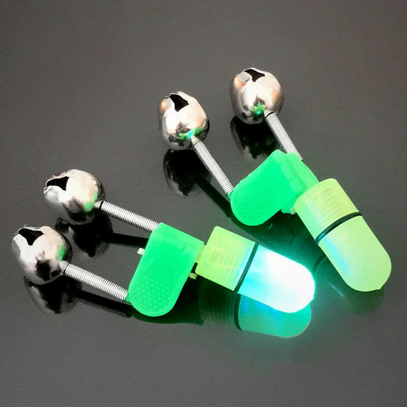 10/40 PC LED Night Fishing Bite Alarm with Dual Bells and Rod Tip Clip Alert System