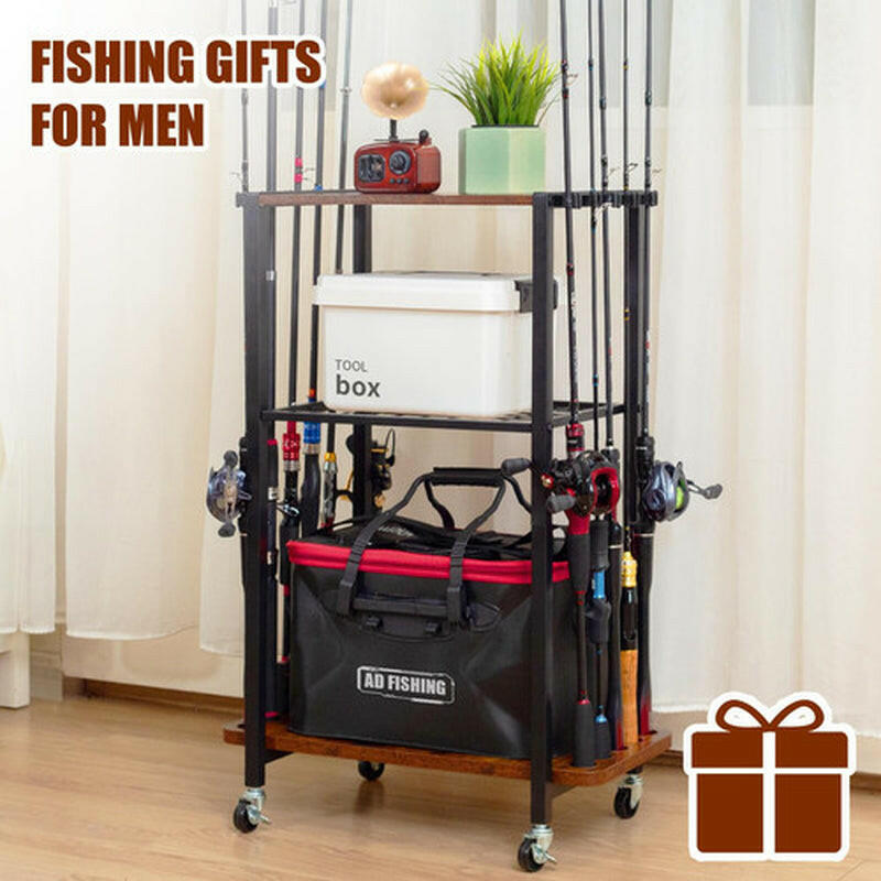 Premium Fishing Rod Holder: Tackle Cart and Pole Organizer Storage Solution for Garages.