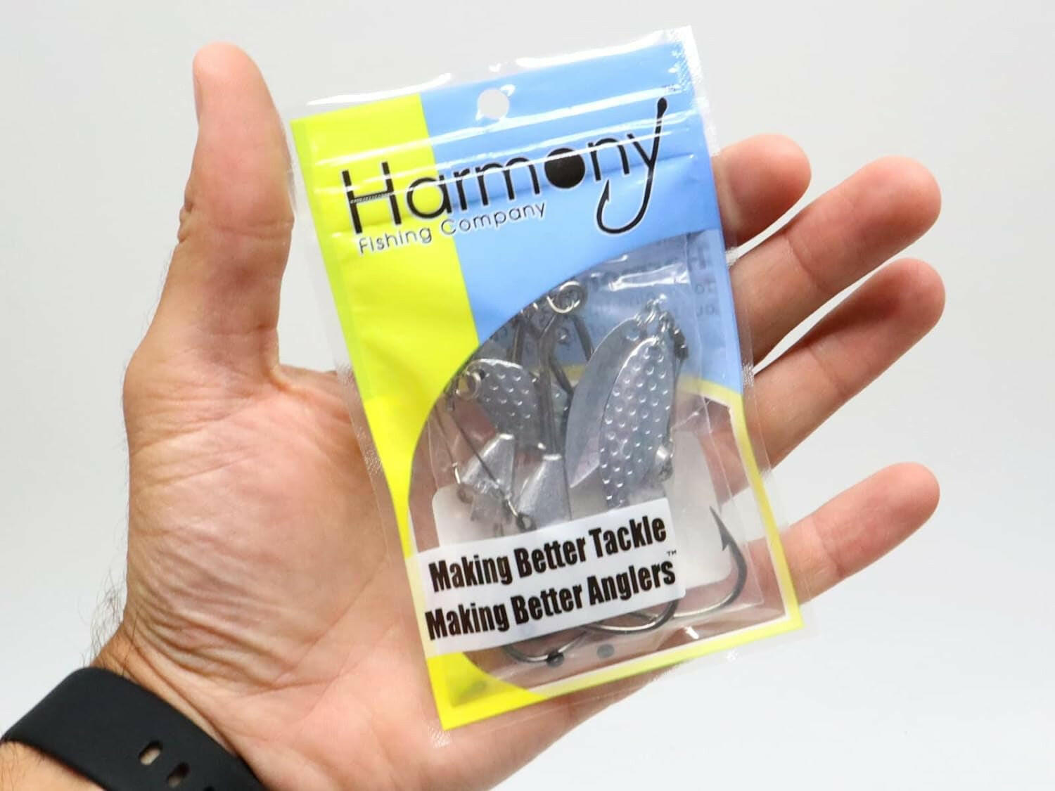 Harmony Fishing Razor Series Underspin Swimbait Hooks (4 Pack with 5 Bait Pegs) - Weighted Weedless Swimmer Hooks Featuring Flashy Willow Spinner Blades